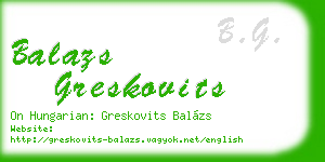 balazs greskovits business card